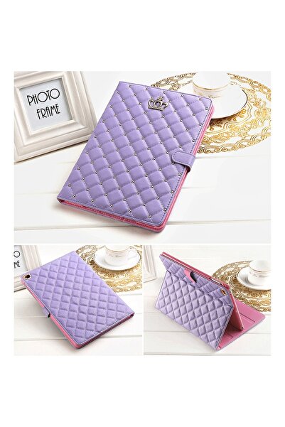 Bibilel Book-style case for iPad 2017 9.7 inch in synthetic leather Luxury Crown Bling, Purple