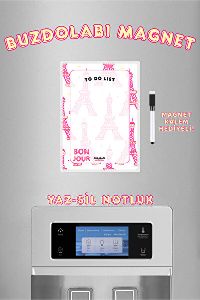The Grade Yaz Sil Eyfel Temalı To Do List Buzdolabı Notluk Mutfak Dekorasyon ...