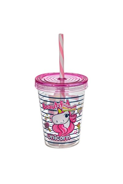 Bibilel Kids Πλαστικό ποτήρι με αποσπώμενο καλαμάκι, 450 ml, μοντέλο Unicorn,...