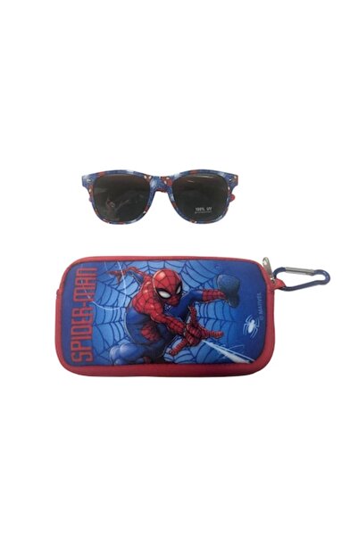 Bibilel Set ochelari de soare și husă cu carabină pentru copii, model Spiderman, protecție UV 100%, +3 ani, Roșu