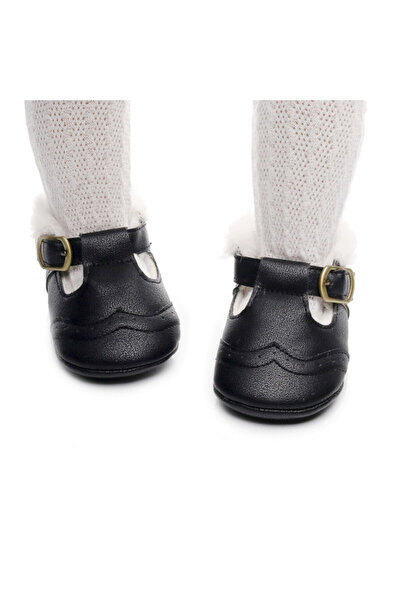 Superbaby Black fur-lined shoes for girls - Lilly