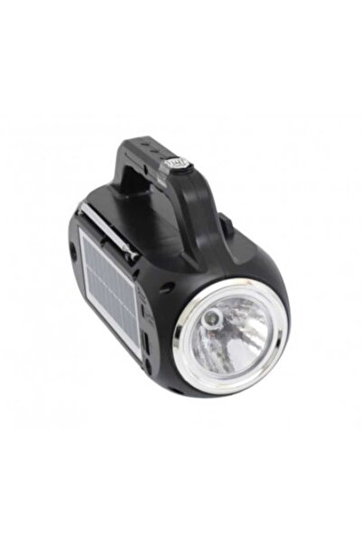 Bibilel Radio FM cu lanternă și panou solar pentru încărcare, negru