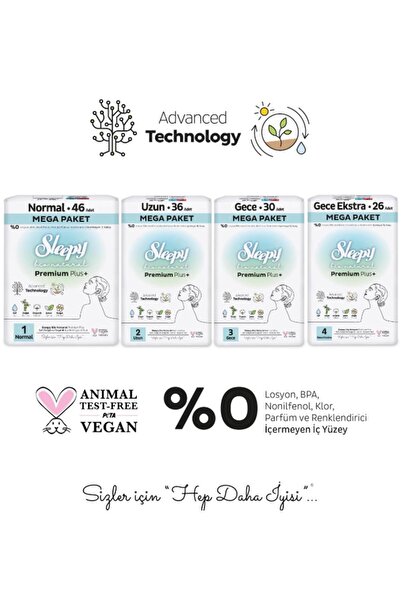 Sleepy Bio Natural Uzun 36, Gece 26 Adet Mega Paket ve Rosie Pamuk