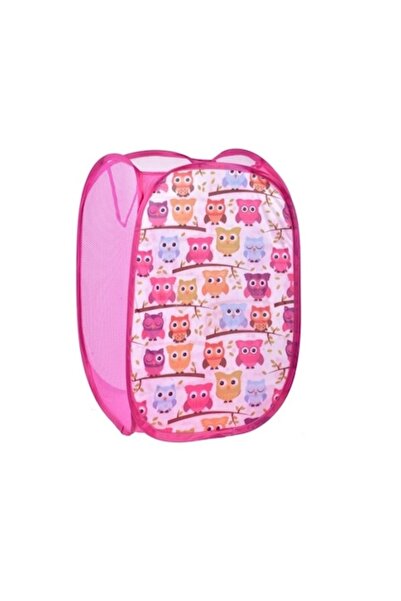 OEM Foldable Storage Basket, Owl Design, 36 x 36 x 58 cm, Pink
