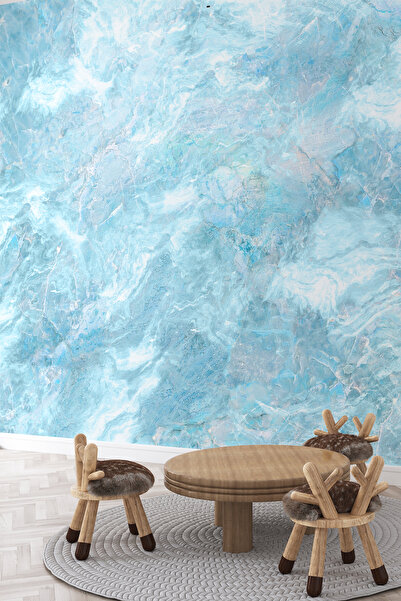 dreamwall Açık Mavi Mermer Efektli Tekstil Duvar Kağıdı