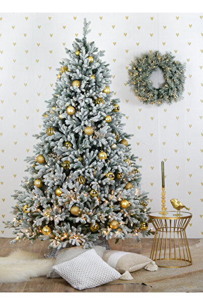 BraziPremium By OLLMA Snowy Hamilton artificial Christmas tree with snow and lights, PE, 228 cm, 750 LEDs