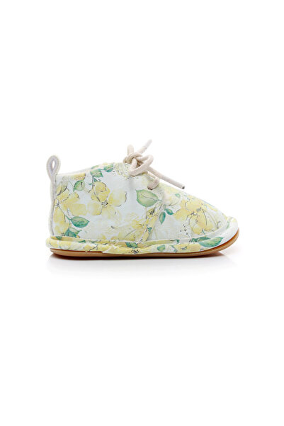 Superbaby White fur booties - Yellow flowers