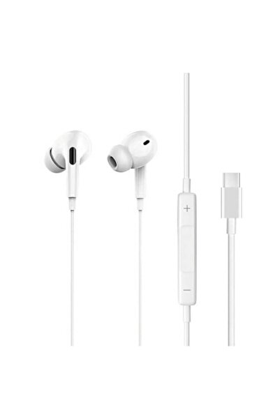 SOHO In-ear headphones with USB-C connector, microphone, and volume control, White