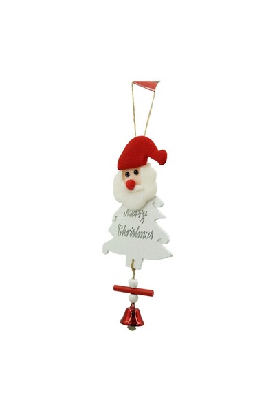 Crocodileskids Украса за елха Дядо Коледа, Leski, бяла, дървена, 20 см