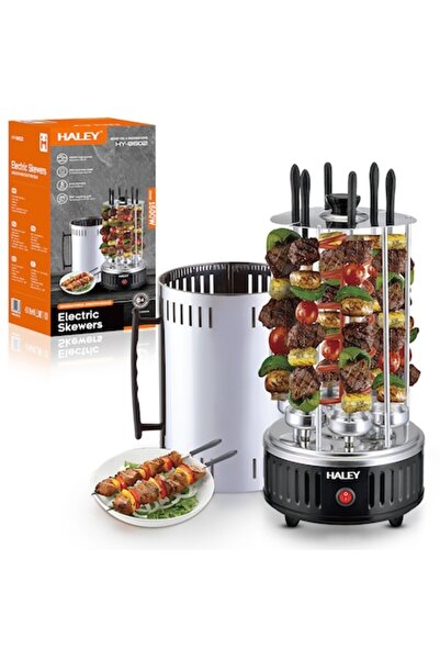 Rovitech Gratar electric de interior, rotisor, Rovitech, 1500W, rotire 360°, 6 tije, otel inoxidabil