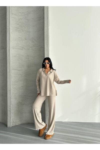 ezber moda Women's Cotton Polo Neck Double Set