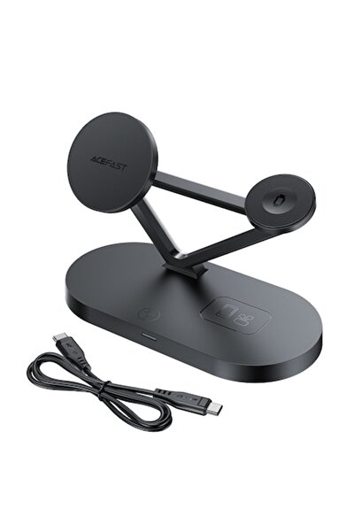 Bibilel Wireless Qi 15W 3-in-1 Charging Stand with Ambient Light for iPhone MagSafe, Apple Watch, AirPods -