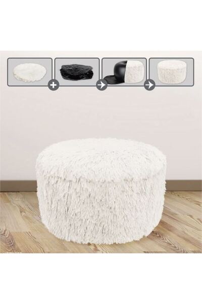 Bibilel Kids Inflatable Stool with Faux Fur, Supports Up to 100Kg, White, JMB-BBL7223
