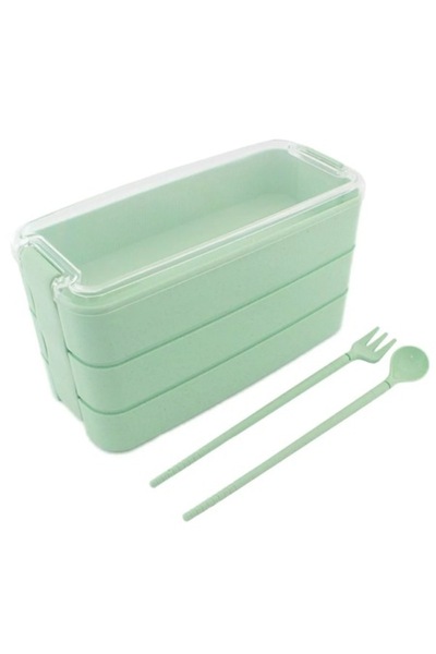 Bibilel Lunch box with 3 compartments and cutlery, 900 ml, Green (RBT-BBL8120)