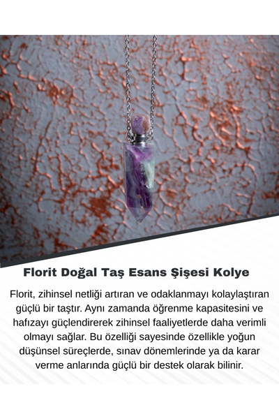 Saff Doğal Taş قلادة زجاجة من الأحجار الطبيعية الفلوريت