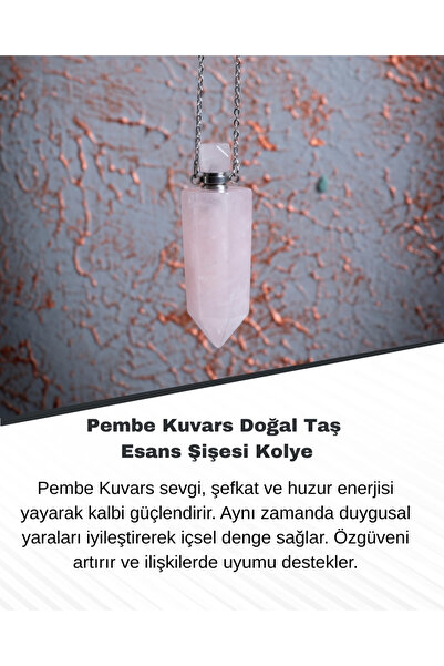 Saff Doğal Taş قلادة زجاجة من الكوارتز الوردي من الحجر الطبيعي