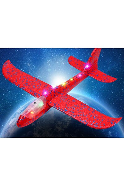 Flippy Avion planor din polistiren in punga , lungime 47 cm, cu lumini pe toata lungimea, Rosu ,