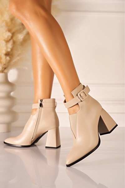 Joana Μοντέρνα μποτάκια Kavya μπεζ από τεχνητό δέρμα