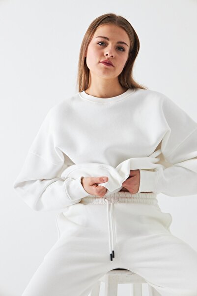 The Champ Clothing Unisex Oversize Sweatshirt Basic White – Λαιμόκοψη, 3 κλωστές από φλις με ανάλαφρο χρώμα