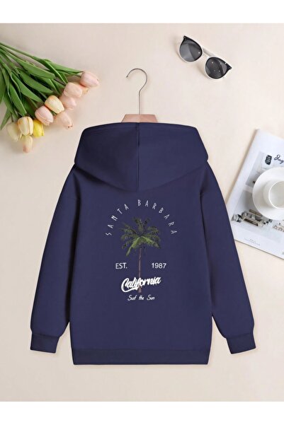 AFROGİYİM Унісекс Каліфорнійська пальма з принтом, 2 нитки, капюшон, світшот