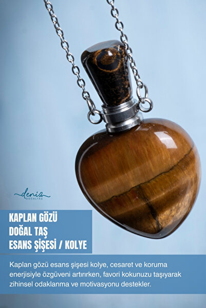 Deniz Doğal Taş Certified Tiger Eye Natural Stone Essence Bottle / Pendant