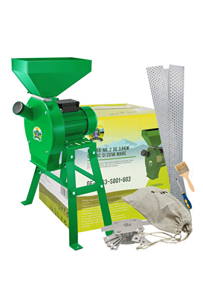 Golden Fish Moara cereale si stiuleti Micul Fermier cu suport, motor 3.9 Kw, 20 ciocanele, 4 site, sac, surubeln