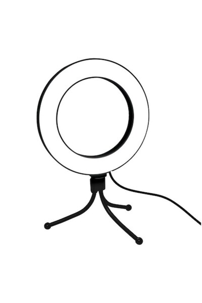 SOHO Lampă inelară cu lumină pentru selfie-uri cu stativ trepied pentru streaming, lumină LED reglabilă, înălțime 17,5 cm, neagră