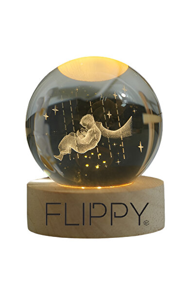 Flippy Lampa LED Decorativa, Flippy, cu Bila de Cristal cu Diametru 6cm, Model Micul Print 3D, Alimentare U