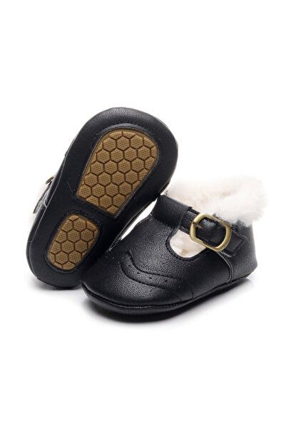 Superbaby Black fur-lined shoes for girls - Lilly