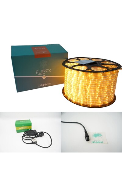 Flippy Instalație de Crăciun, 32 m, 768 LED-uri, Furtun de lumină, Alb cald, 8 moduri de iluminare, Transformator, Secțiune