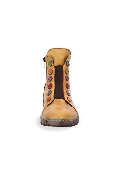 İNZE AYAKKABI Yellow Genuine Leather Boots - Model Name New Kahlo