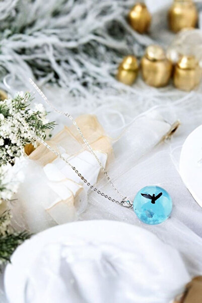La'Vanti Designs Fosforlu Uçan Kuş Özgür Özgürlüğüne Düşkün Kadın Temalı Gökyüzü Bulut Karanlıkta Parlayan Kolye
