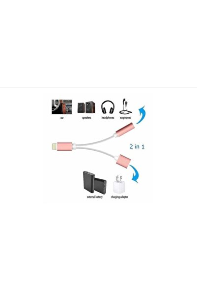 SOHO Adaptor 2in1, compatible with iPhone, iPad, 3.5 mm jack, Lightning, White/Pink