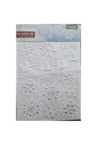 SOHO Foaie de stickere decorative 3D cu fulgi de zăpadă și sania lui Moș Crăc...