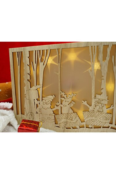 Bibilel Light Decoration - Winter Scene Santa Claus, Brown, 21×5×16 cm, Wood, Indoor/Outdoor