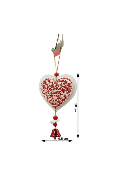 Bibilel Tweed heart Christmas tree ornament, , white/red, wood, 18 cm