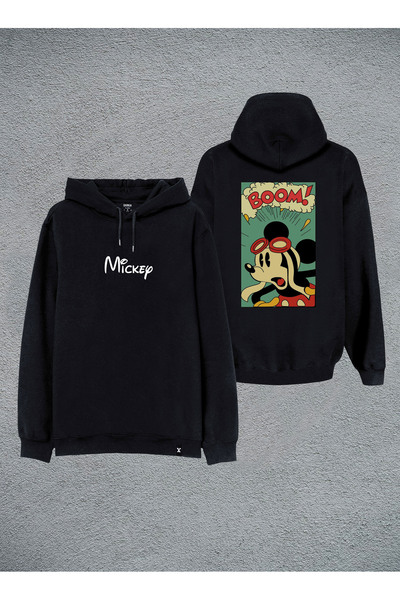 MODA Φούτερ με κουκούλα με στάμπα Μίκυ Μάους σε μαύρο χρώμα