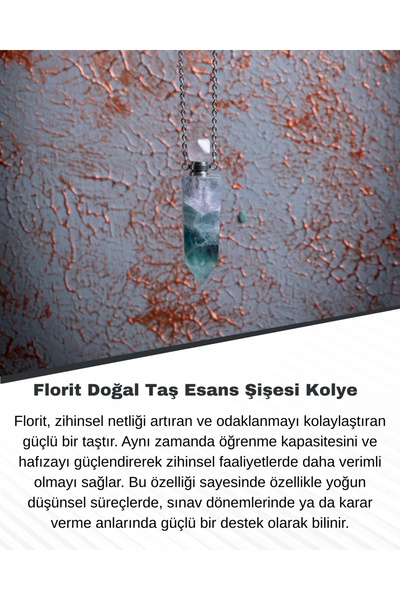 Saff Doğal Taş قلادة زجاجة من الأحجار الطبيعية الفلوريت