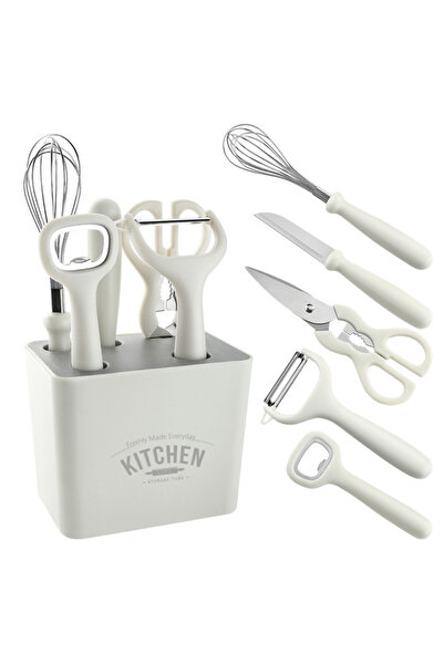 Flippy Set of 6 Flippy kitchen utensils, with stand included, can opener, vegetable peeler, scissors, knife, t
