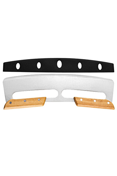 Flippy Taietor Feliator de Pizza, Flippy, din Otel Inoxidabil, cu Capac, Maner din Doua Bucatie, din Lemn,