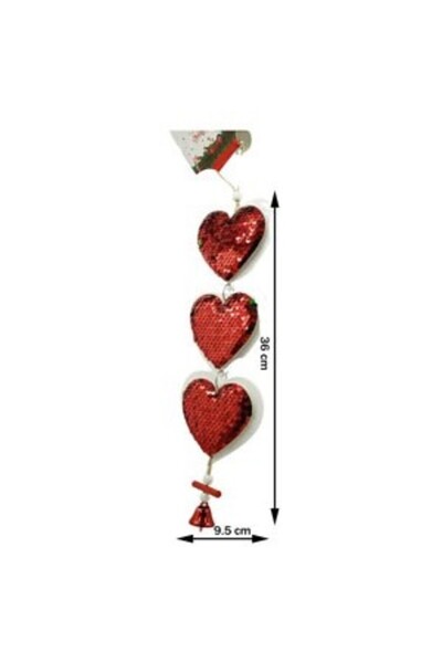 Bibilel Three hearts sequined Christmas tree ornament, Bibilel, red, wood, 36 cm
