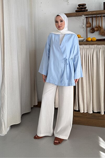 Rimel Moda Mati Bağlamalı Kimono Bebe Mavi