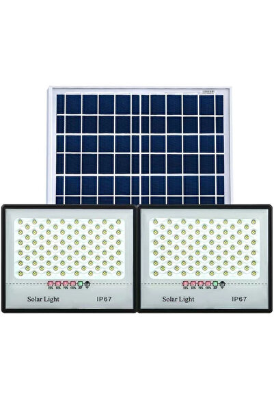 Toolsy Set 2 proiectoare LED cu Panou Solar Flippy, Senzor de miscare, Telecomanda, Waterproof, 200 LED-uri