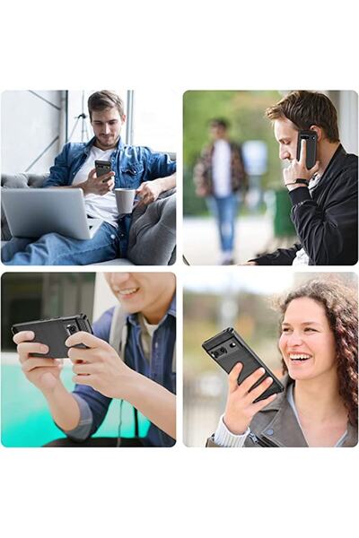 SOHO Case compatible with Google Pixel 7, silicone with carbon inlays, Black