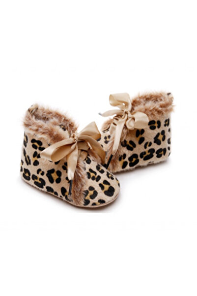 Bebelul Cream fur booties - Animal print