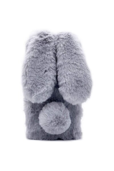 TEAM MOBILE ONLINE Case for Huawei P40 Lite E / Y7p with fluffy rabbit fur, Gray