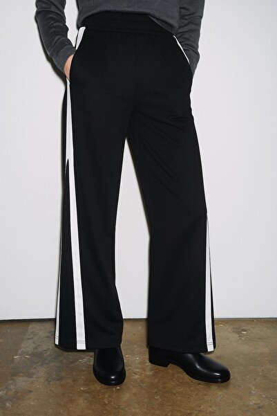 HAKKE White Stripe Detail Stylish and Trendy Wide Leg Pants