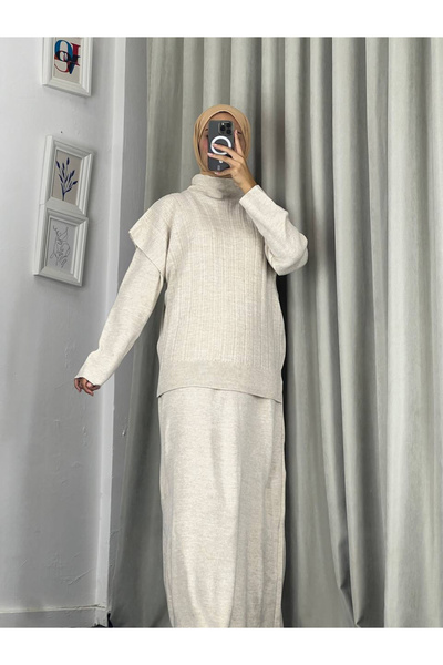 Esre Store 4089 - Σετ Πλεκτών Ειδών Χειροτεχνίας Διπλό Μπεζ