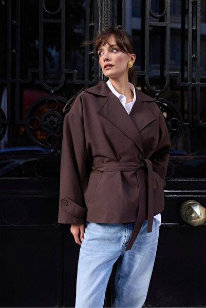 Suziş Short Trench Coat with Belt 9609