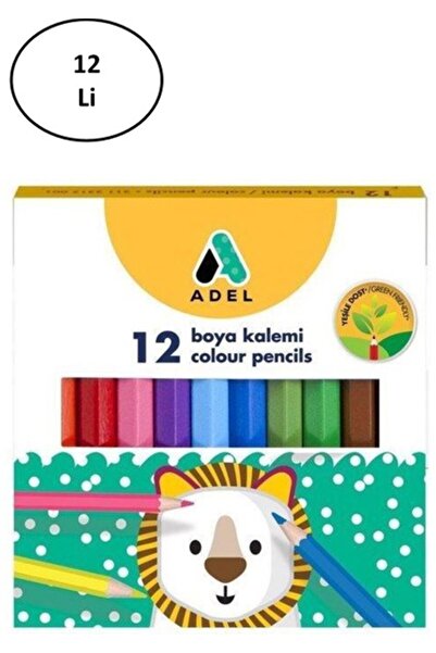 Adel Kuru Boya Karton Kutu Yarım Boy 12 Renk 12'li